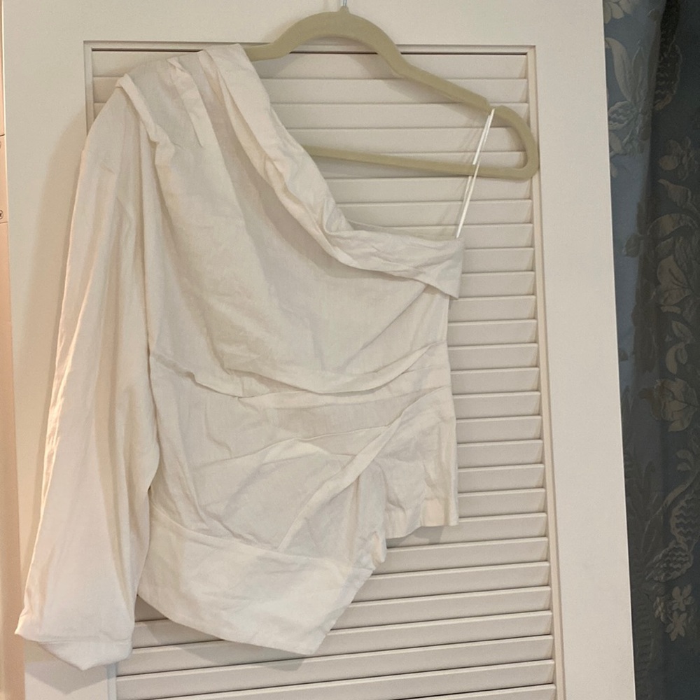 Zara one shoulder white top